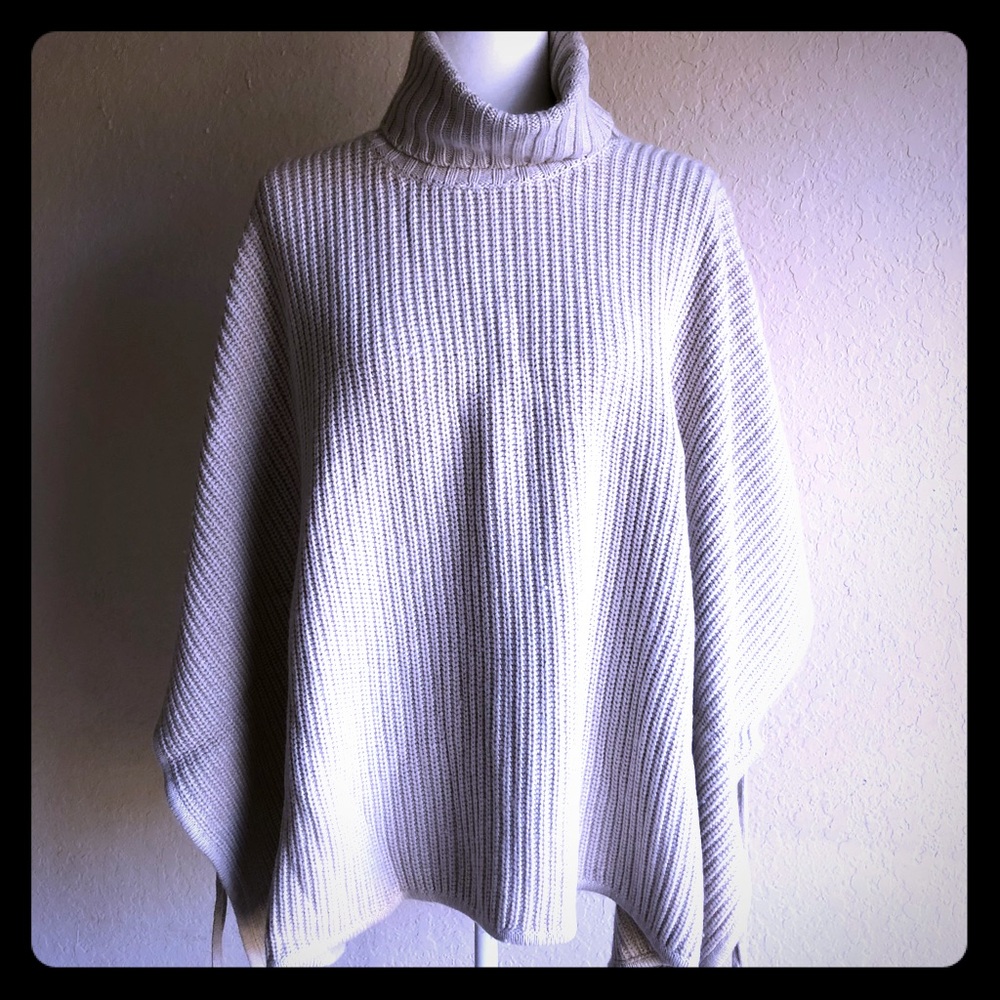 Turtleneck Side-Tie Ribbed Cape